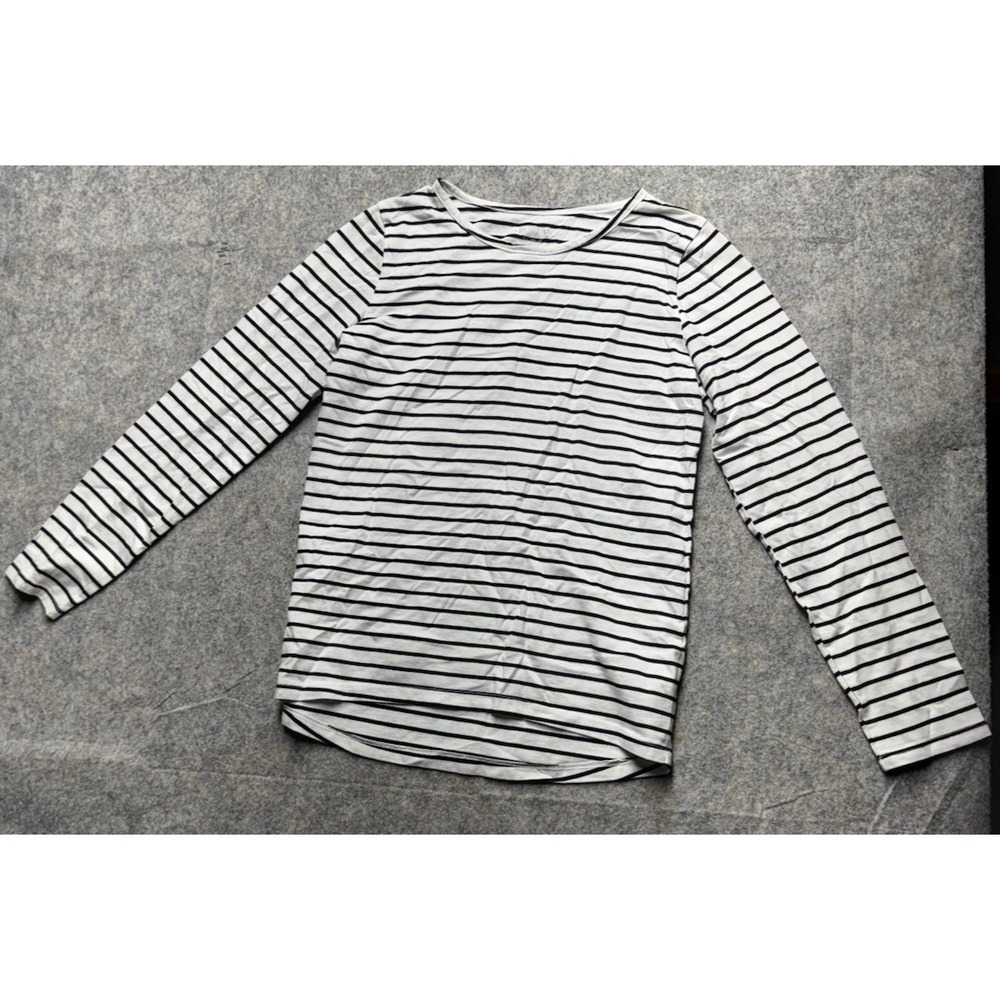 Old Navy T-Shirt Womens XXL Black & White Striped Long Sleeve Crew Neck Pullover